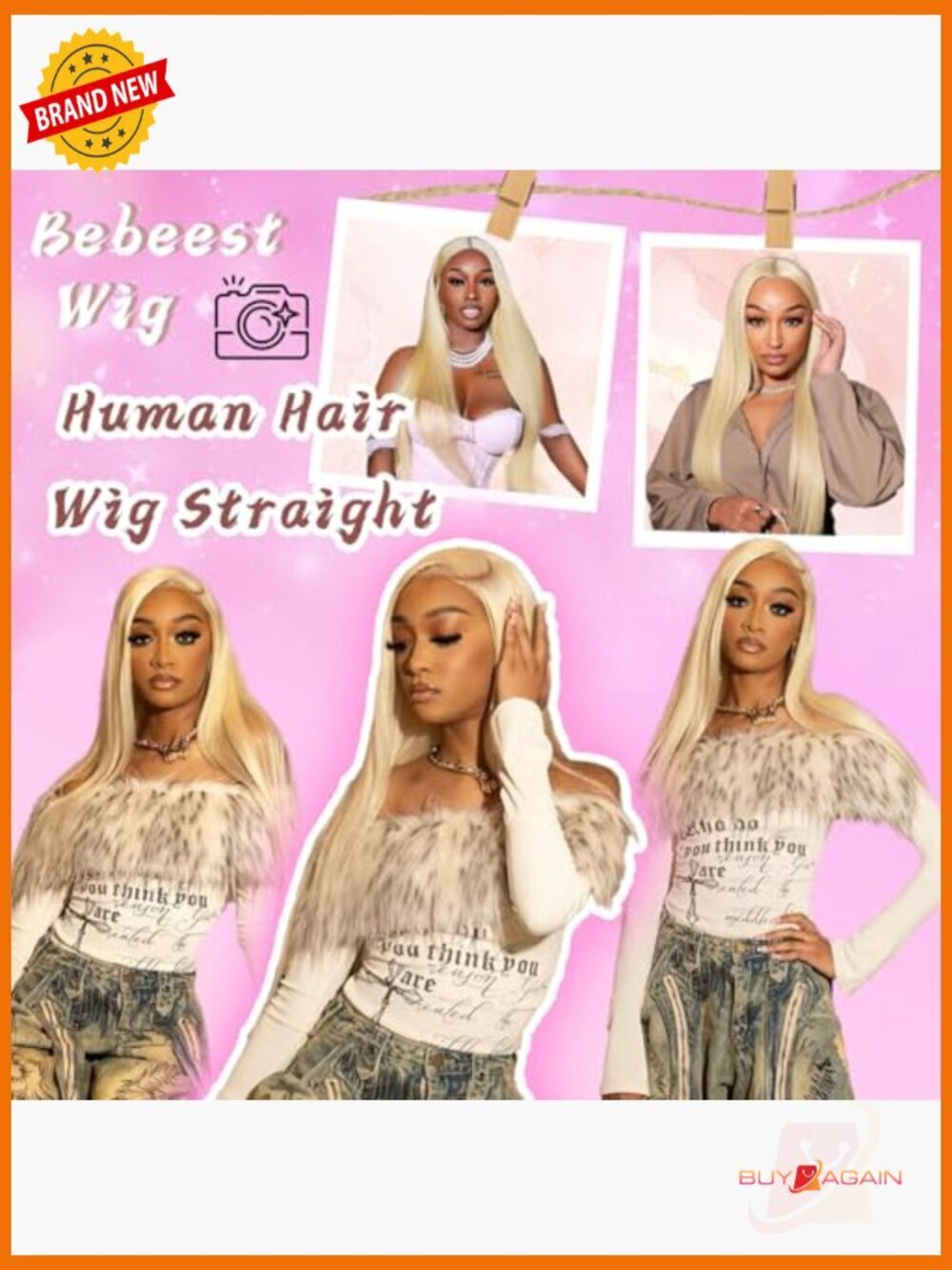 30 inch 613 Lace Front Wig Human Hair Straight 200 Density Pre Plucked Glueless - Picture 3 of 6
